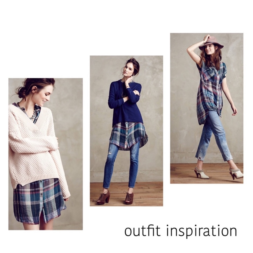 New Anthropologie Holding Horses Mixed Plaid Dress - Picture 3 of 9